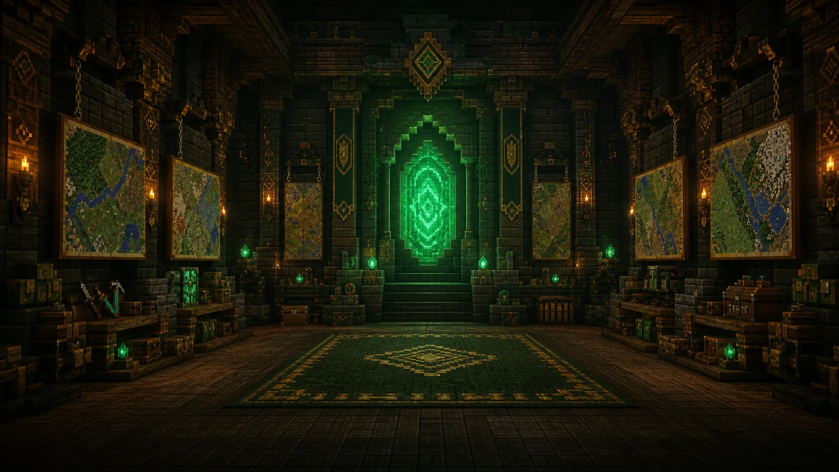 Voxel command hall map room background