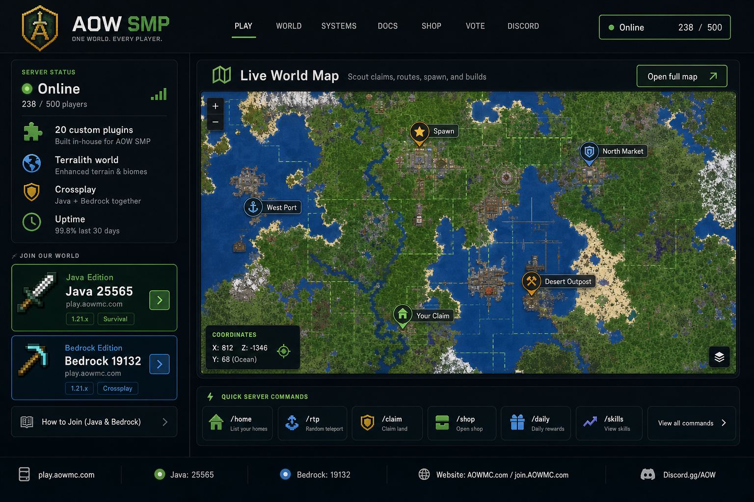 Aerial view of the world rendered on the live map